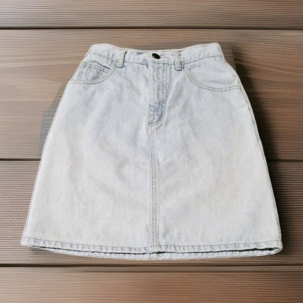 VTG Georges Marciano Guess High Waist Denim Skirt 27 Light Wash Y2K Made In USA - Picture 2 of 12